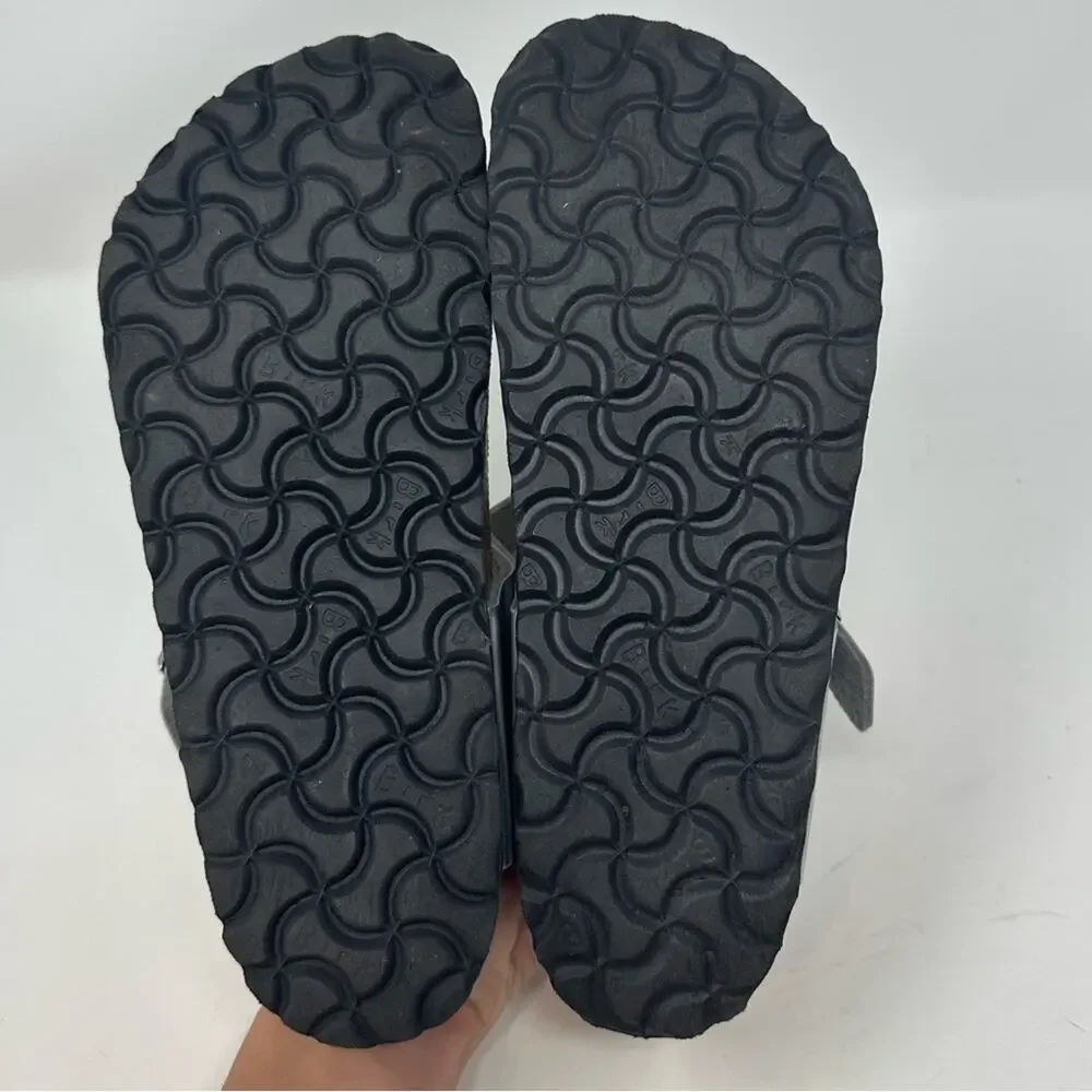 Birkenstock Gizeh Thong Sandals Leather Birko-Flor Silver Women’s 37 6-6.5